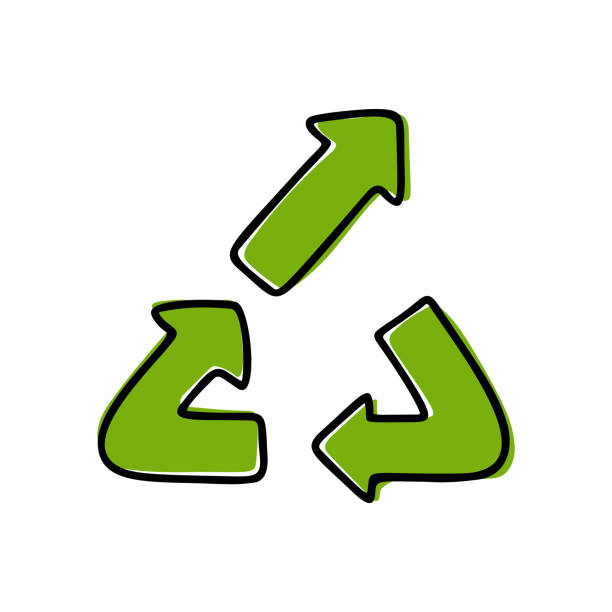 upcycle-symbol. upcycling-skizzenlogo mit grüner füllung über outline hinaus - upcycling stock-grafiken, -clipart, -cartoons und -symbole