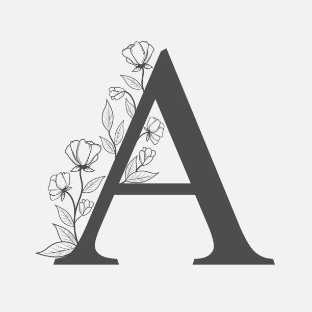 Flower Blossom Decorative Botanical Elegant Alphabet Letter A