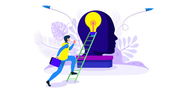 Upskilling learn as work educational qualification rise tiny person concept. Employee training and coach for positive progress and smart labor vector illustration. Performance boost with mentoring job vector art illustration