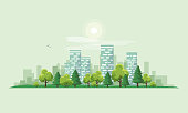 istock Urban City Landscape Street Road with Trees and Skyline Background 1019262232