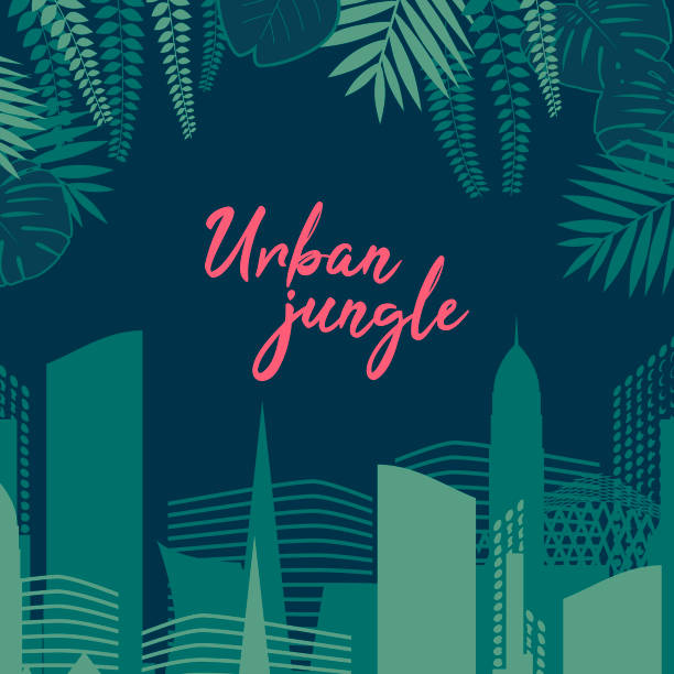 Urban jungle background vector art illustration