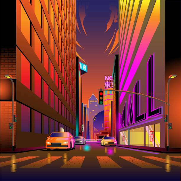 Urban Life CIty view afternoon vector art illustration