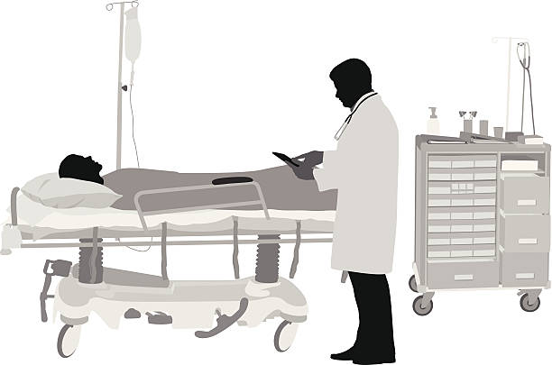 UrgentCare A-Digit  bed furniture silhouettes stock illustrations