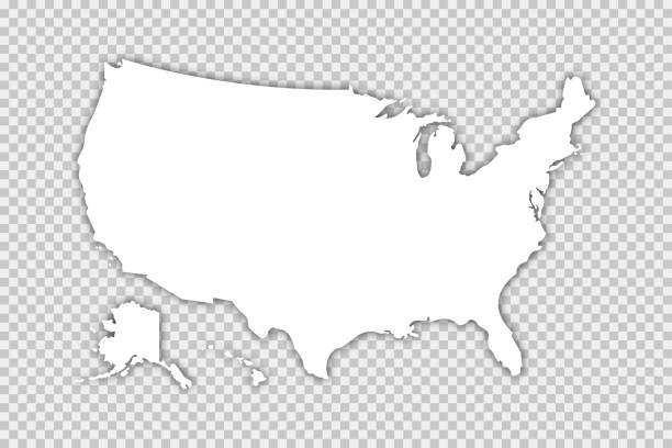 Usa map vector isolated illustration with shadow on transparent background. Web banner for concept design. United states map. Usa silhouette. Usa map vector isolated illustration with shadow on transparent background. Web banner for concept design. United states map. Usa silhouette. EPS 10 usa stock illustrations