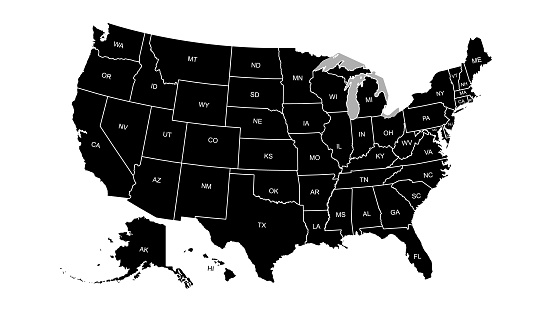 Usa states map. Infographic USA map with white states. Poster vote presidential election. Vector template, basic design.