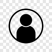 istock User avatar profile icon. Black vector illustration on transparent background. Website or app member UI button. 1313958250