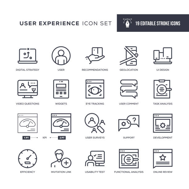 User Experience Editable Stroke Line Icons vector art illustration