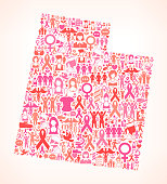 Utah on Breast Cancer Awarness Icon Pattern