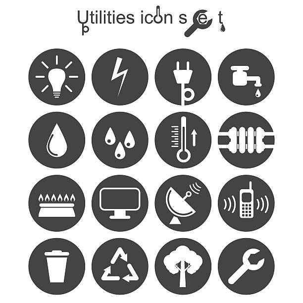 Utilities icon set vector art illustration