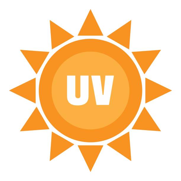 Uv sun logo, flat style Uv sun logo. Flat illustration of uv sun vector logo for web design ultraviolet light stock illustrations