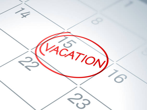 Vacation Calendar Reminder Vacation calendar written reminder. holiday calendars stock illustrations