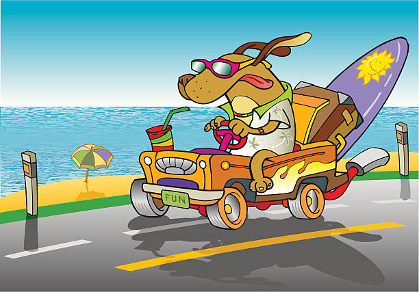 vacations - lustige autos stock-grafiken, -clipart, -cartoons und -symbole
