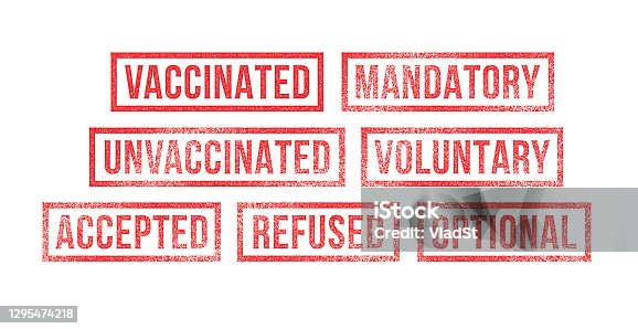 istock Vaccination Rubber Stamps Mandatory Vaccine 1295474218