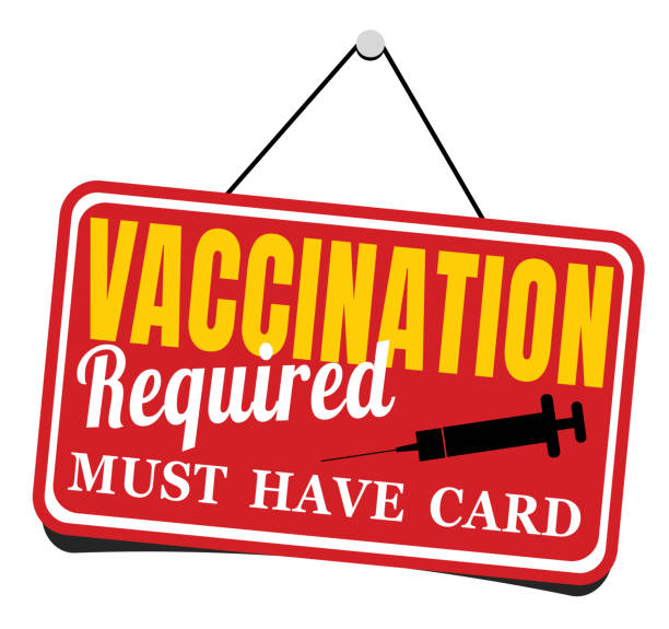 Vaccination Vaccination required must have card sign vaccine mandate stock illustrations