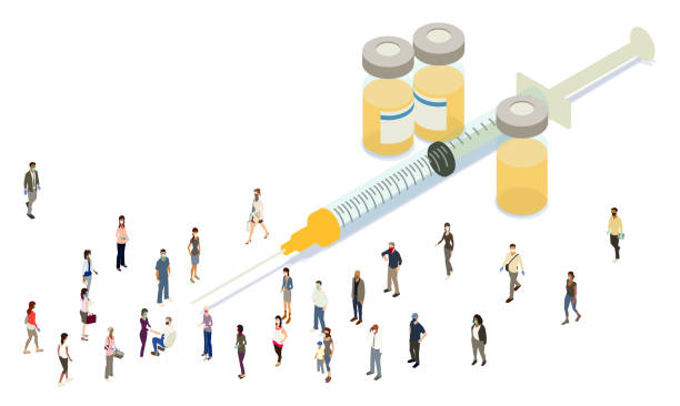 Vaccine illustration with people vector art illustration