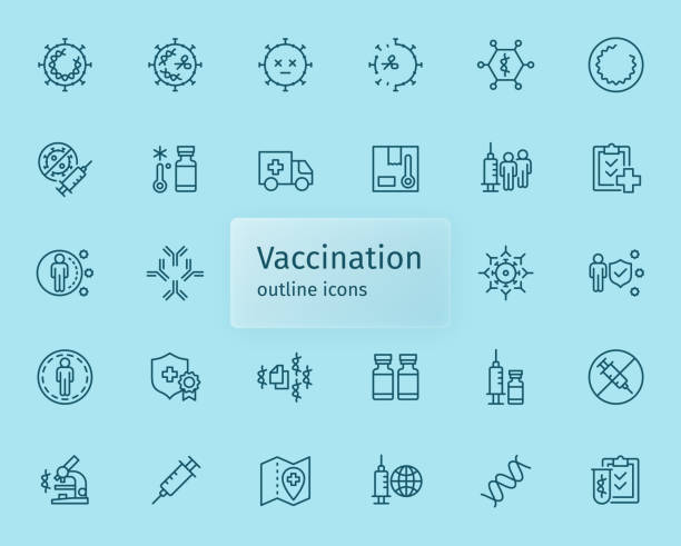 Vaccine outline iconset Vaccination outline icons for medical app, web, mobile, presentations and others. allergy test stock illustrations