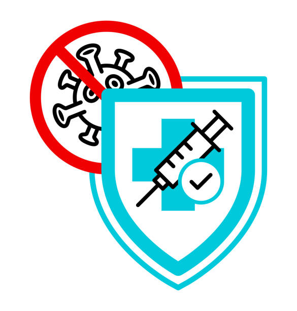 ikona płaskiej ochrony przed szczepionkami. - vaccine stock illustrations
