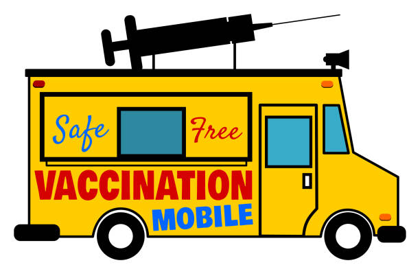 Vaccine Vaccination truck vaccine mandate stock illustrations