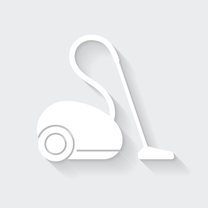 Vacuum cleaner. Icon with long shadow on blank background - Flat Design