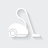 istock Vacuum cleaner. Icon with long shadow on blank background - Flat Design 1383835009