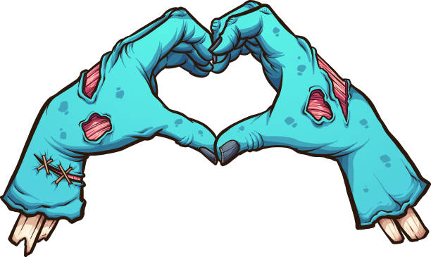 Valentine zombie hands Valentine zombie hands forming a heart shape. Vector clip art illustration with simple gradients. All in single layer. zombie stock illustrations