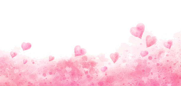 발렌타인 데이와 수채화 하트 벡터 일러스트의 웨딩 배경 디자인 - 사랑 stock illustrations
