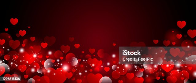 istock Valentine's day background design of red hearts with bokeh light vector illustration 1296513136