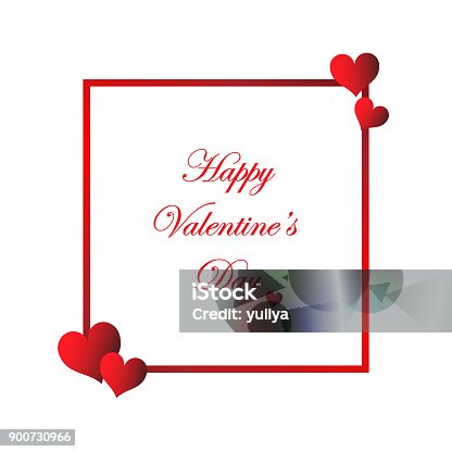 istock Valentine's Day Card Hearts With White Background With Text Banner 900730966