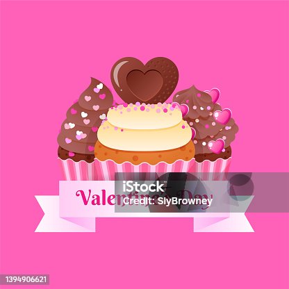istock Valentine's day card with cupcakes 1394906621