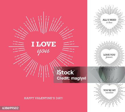 istock Valentine's day card with heart shaped frame and sunburst 638699502