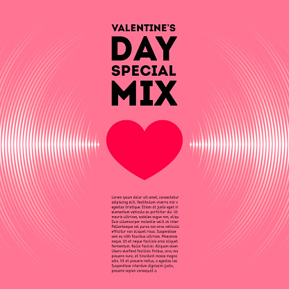 Valentine's Day card with vinyl tracks and heart