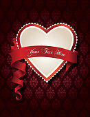 Valentine's Day Damask Pattern With Heart Shield