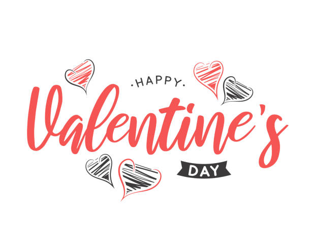 ilustraciones, imágenes clip art, dibujos animados e iconos de stock de tarjeta de letras del día de san valentín con corazones dibujados a mano. vector - happy valentines day