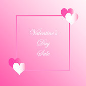istock Valentine's Day Sale Card Hearts With Pink Background With Text Banner Sign 899276090
