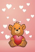 This is a vector illustration of a cute little Teddy Bear holding a love heart. Background can be removed in a vector program if required.