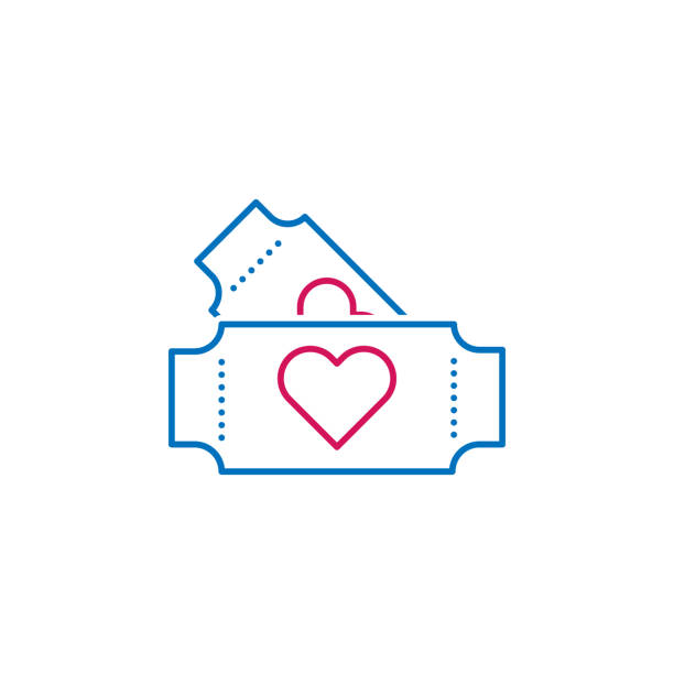 Valentine's day, tickets icon. Can be used for web, logo, mobile app, UI, UX Valentine's day, tickets icon. Can be used for web, logo, mobile app, UI, UX on white background date night stock illustrations