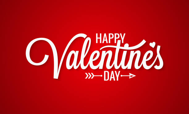 ilustraciones, imágenes clip art, dibujos animados e iconos de stock de día de san valentín vintage letras sobre fondo rojo - happy valentines day