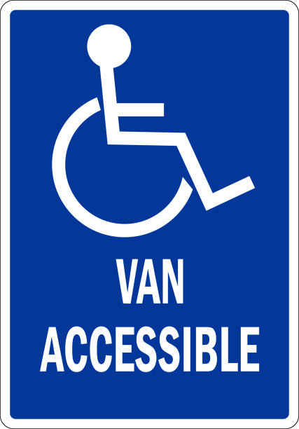 Van accessible handicap parking sign. Van accessible handicap parking sign. Traffic signs and symbols. ISA stock illustrations