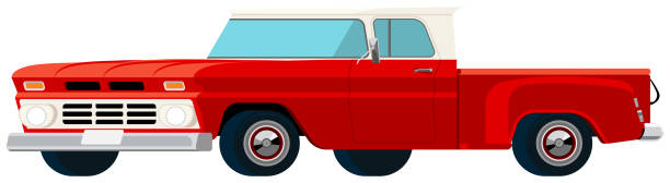 stockillustraties, clipart, cartoons en iconen met van pick-up flat design - front view old jeep