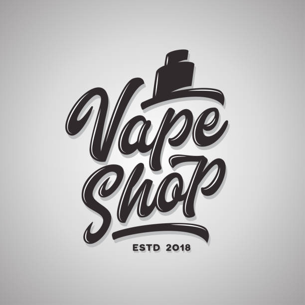 Vape shop typography template. Vector vintage lettering illustration. Vape shop typography template. Vaping related modern calligraphy for posters prints t-shirt design advertising. Vector vintage lettering illustration. electronic cigarette stock illustrations