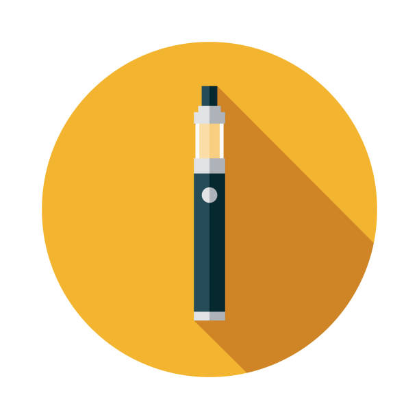 Vaporizer Drug Icon A flat design icon with a long shadow. File is built in the CMYK color space for optimal printing. Color swatches are global so it’s easy to change colors across the document. electronic cigarette stock illustrations