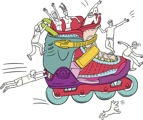 variegated roller skates - 單線滾軸溜冰鞋 幅插畫檔、美工圖案、卡通及圖標