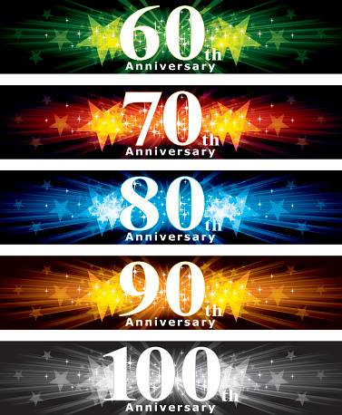 A variety of different years anniversary banner
