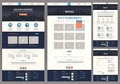 Easily editable flat style website template. Homepage, Portfolio, About, Contact -EPS 10-