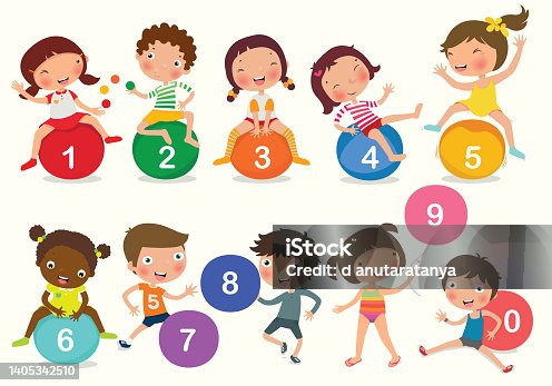 istock Variety of number for children to study and learn. vector, illustration 1405342510