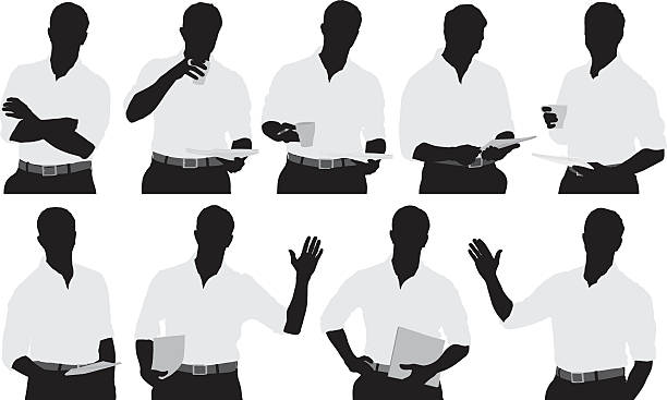Various actions of businessman Various actions of businessmanhttp://www.twodozendesign.info/i/1.png newspaper silhouettes stock illustrations