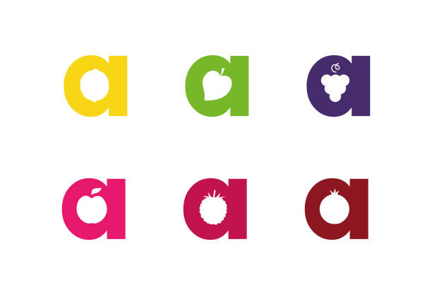 Various Ayurveda A letter company logo with juicy fruit silhouette different tastes vector art illustration
