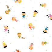 Various Children on White Background