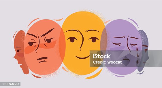 istock Various emotions and facial expressions of one person. 1318764563