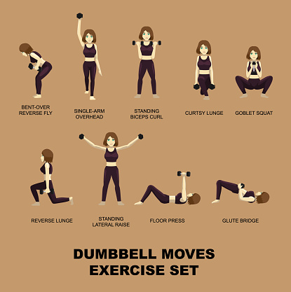 Verschiedene Fitnessubung Hantel Bewegt Manga Gym Set Illustration
